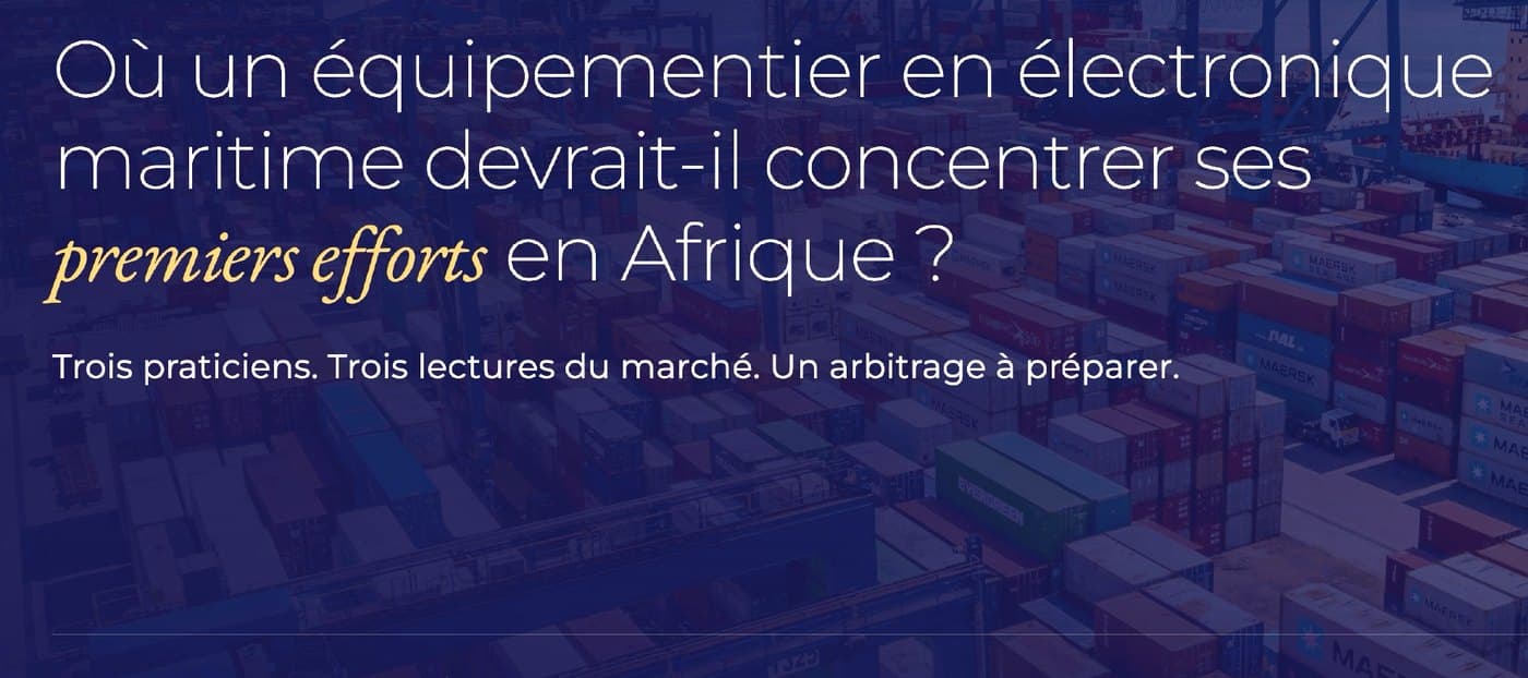 Where should a marine electronics manufacturer focus its first efforts in Africa?